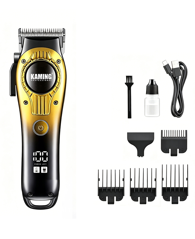 Kaming 1708 stille elektrische tondeuse, professionele fade tondeuse voor salongebruik met digitaal display